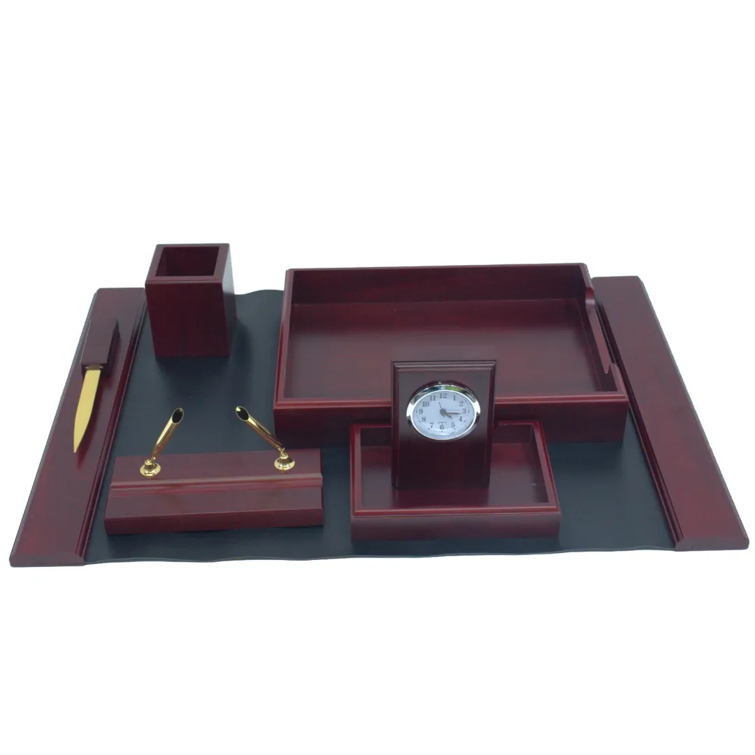 Ensemble de Bureau en Bois Artisanale avec Horloge ,Idéal pour Cadeau de Gestionnaire