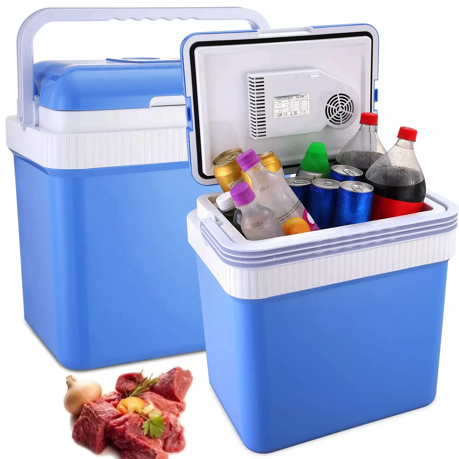 Glacière Électrique 24L 12V 220V avec Poignée, Idéale pour Voiture et Camping-car