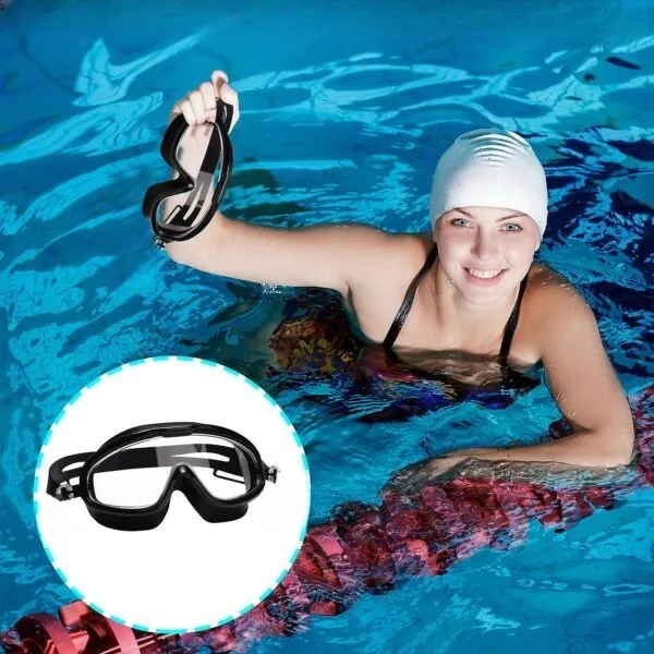 Lunettes de Natation en Silicone avec Grand Cadre et Anti-buée pour adultes