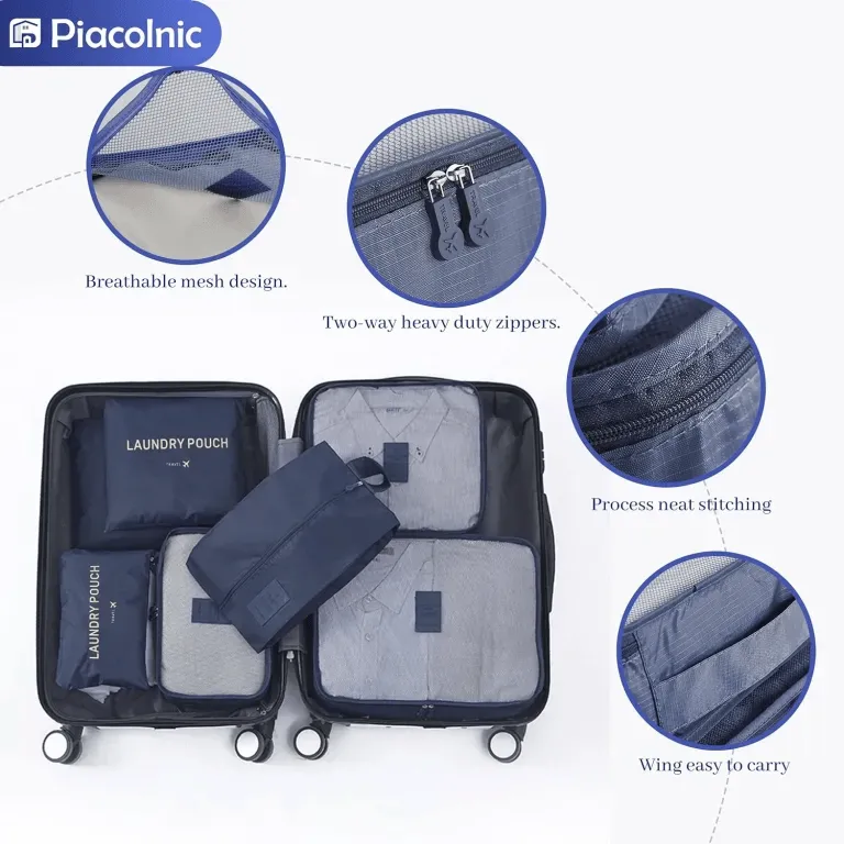 Set de 6 Sacs de Rangement Légers pour Vêtements et Accessoires de Voyage
