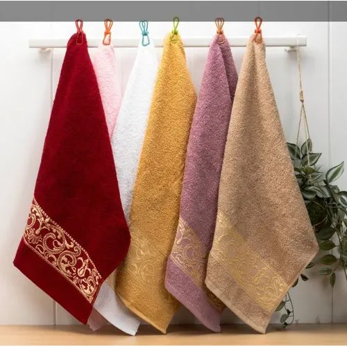 Lot de 6 serviettes de bain absorbantes en coton de couleurs différentes 40X70 cm