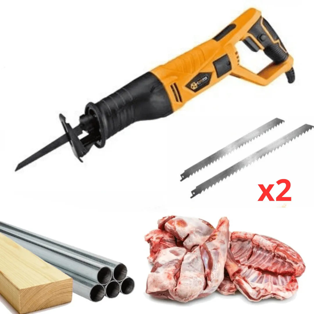 Scie électrique double lame multi-usages pour viande, bois, métal 750W
