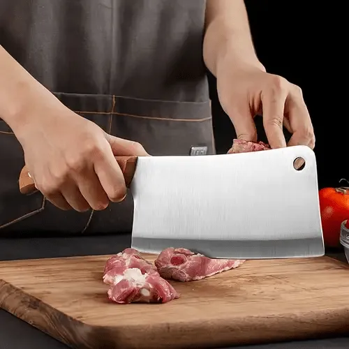 Couteau à Couperet de Cuisine Haut de Gamme avec Manche en Bois pour l'Aïd Adha