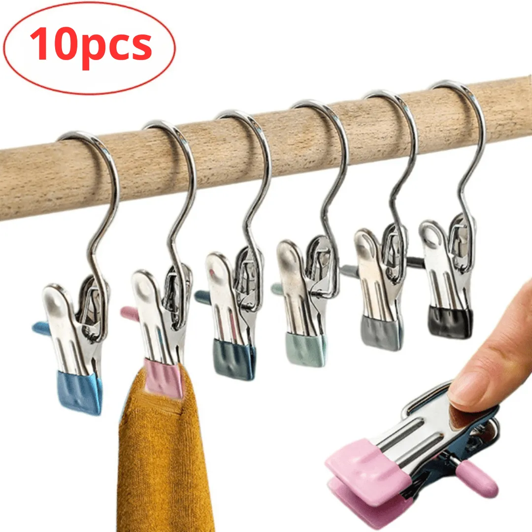 Ensemble de 10 Crochets Portables en acier inoxydable pour vêtements et pantalons ,outils de voyage