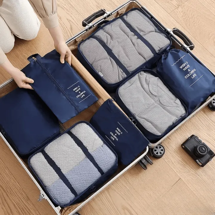 Kit de 7 Sacs de Rangement de Voyage pour vêtements, sous-vêtements,Chaussures