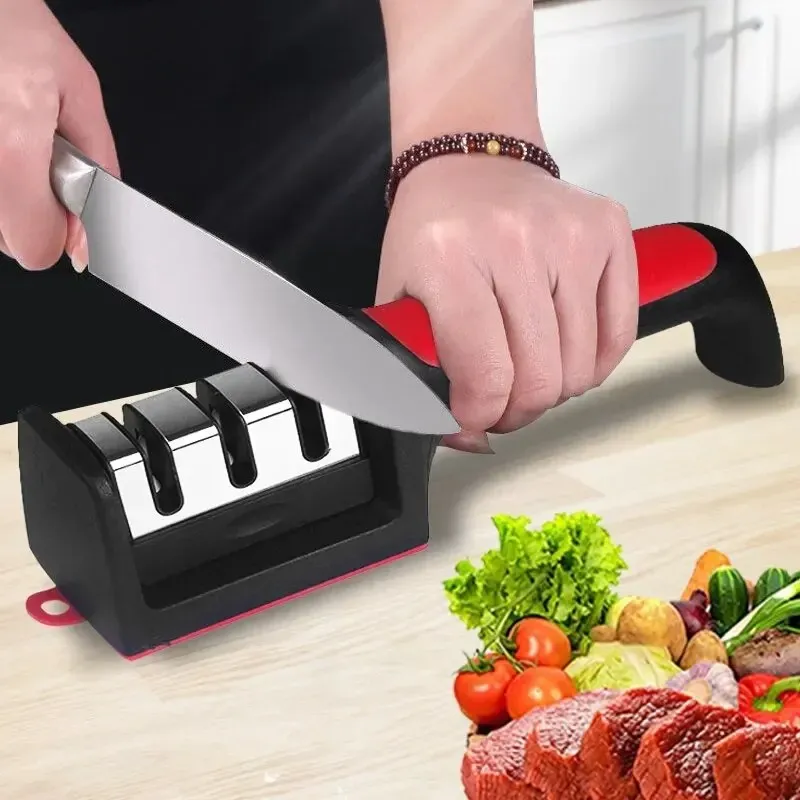 Aiguiseur de Couteaux de Cuisine 3 Étapes , Léger, Rapide et Antidérapant
