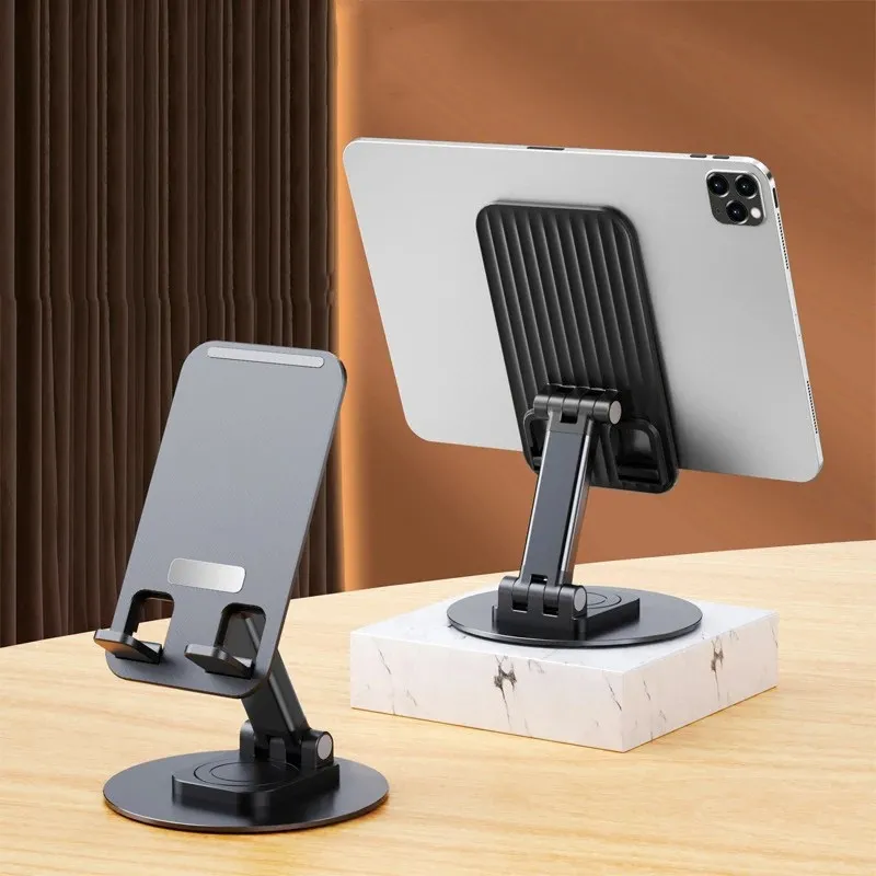 Support de téléphone de Bureau Pliable en Aluminium Rotatif À 360°