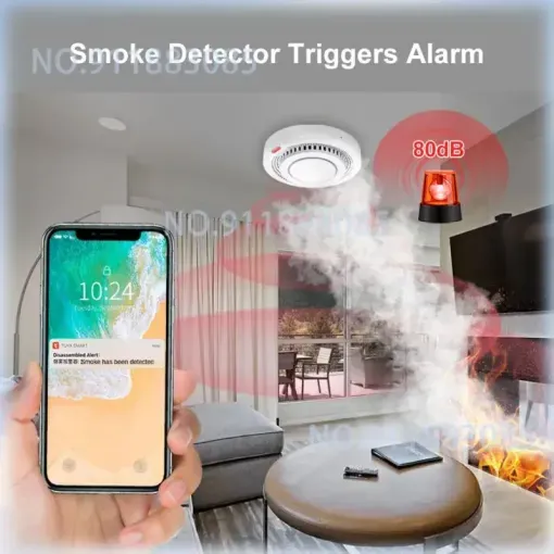 Détecteur de Fumée Wi-Fi  Tuya avec Alarme Incendie Intégrée