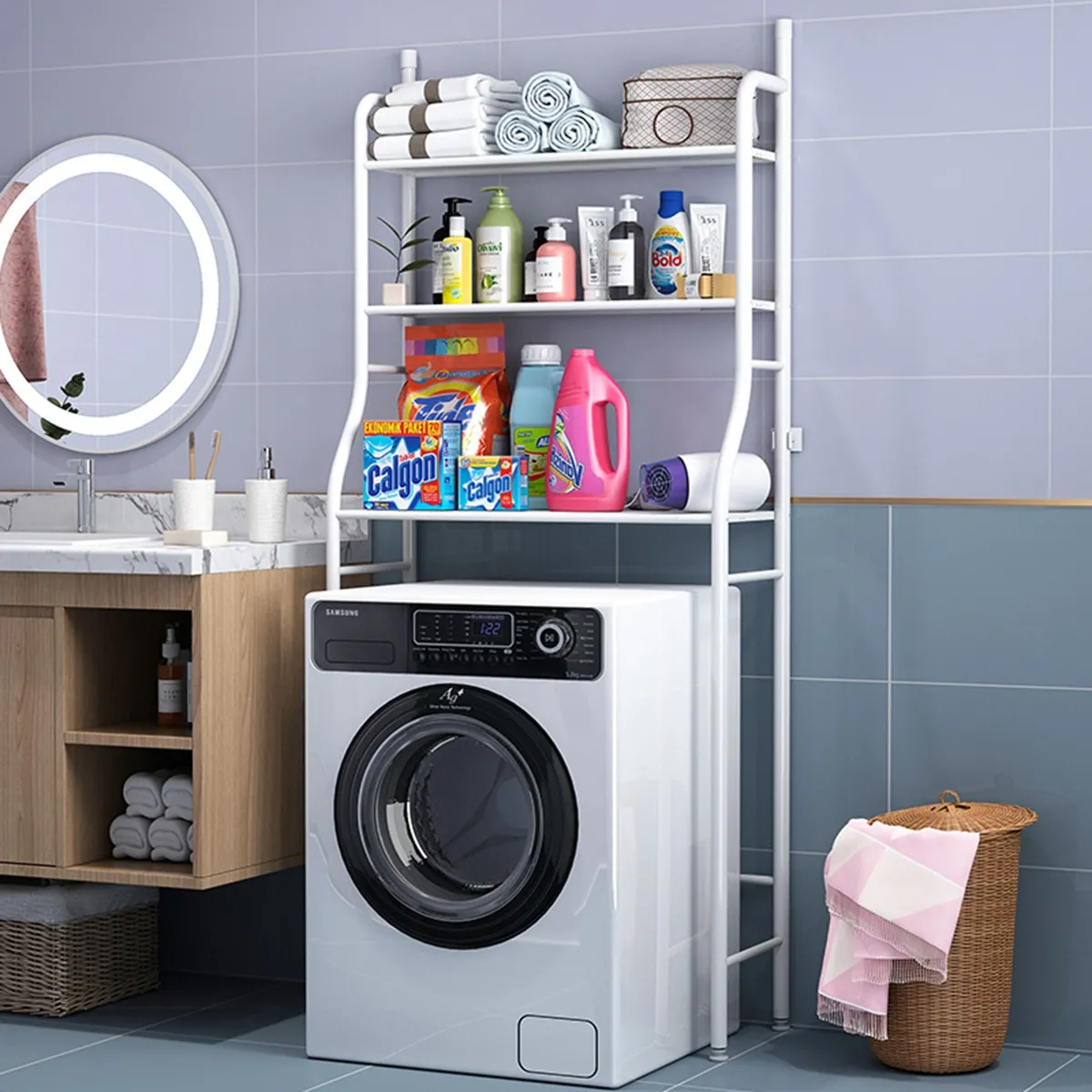 Étagère de rangement Murale Salle de Bain pour Machine à Laver
