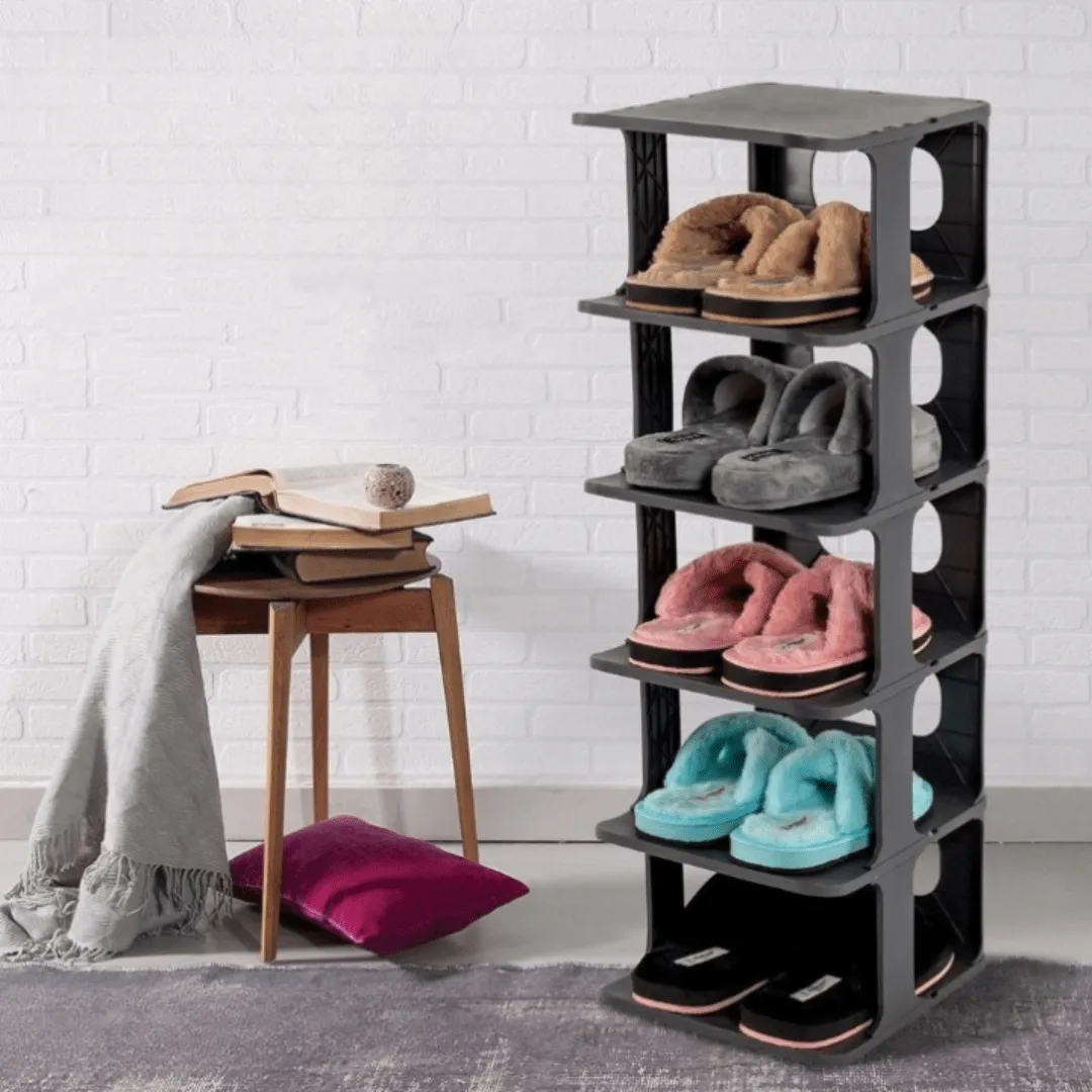 Étagère à chaussures en plastique polyvalente à 5 étages