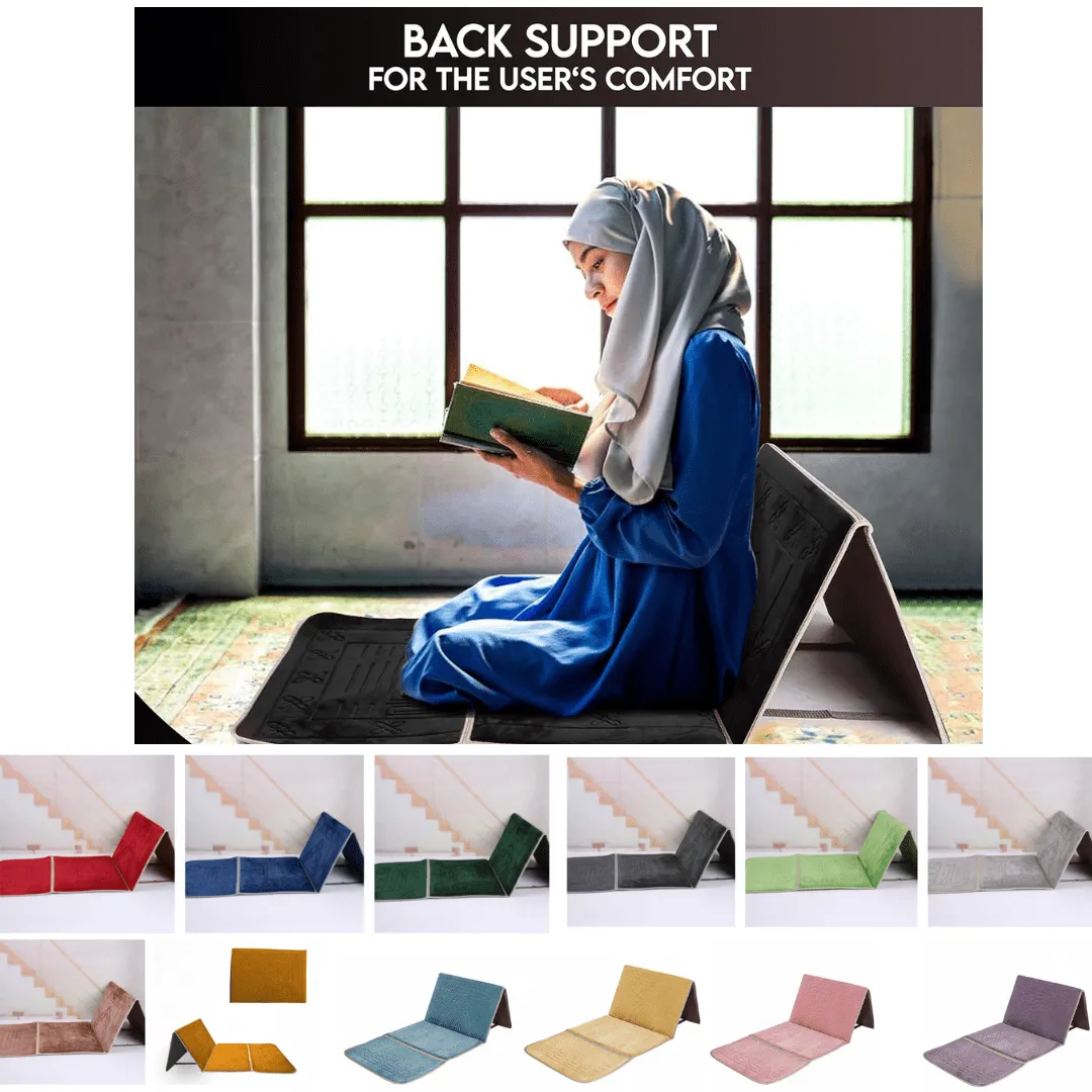 Tapis de Prière Pliable avec Support Dorsal - Conçu pour Hommes et Femmes,142x52cm (colleur aléatoire)