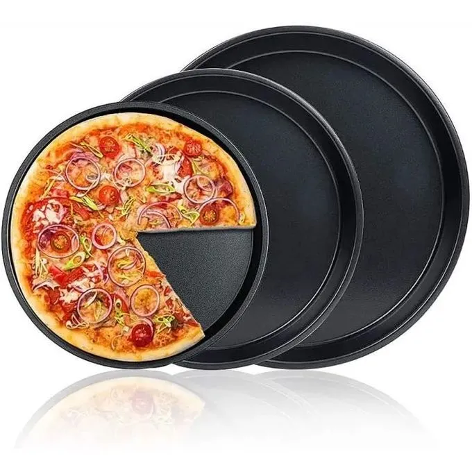 Ensemble de 3 Plateaux Ronds Adaptés au Four pour des Pizzas Maison Délicieuses