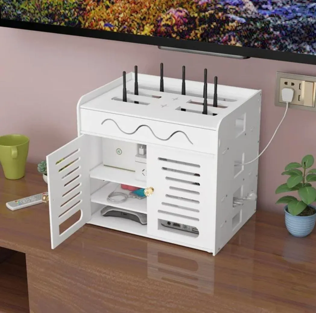 Boîte de Rangement Murales pour Routeur WiFi avec Étagères d'Évaluation