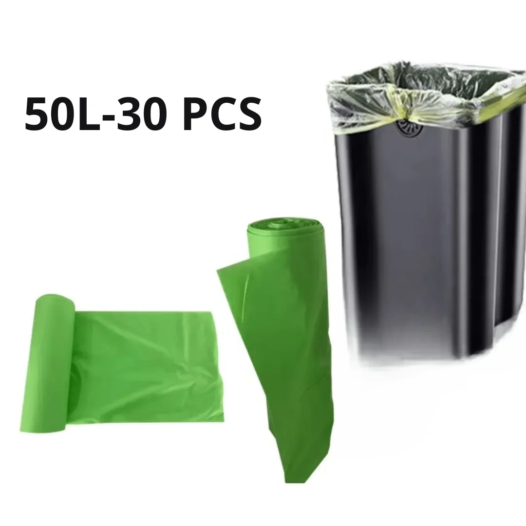 30 Sacs Poubelle Pratiques pour Cuisine, 50L, avec Fermeture Automatique