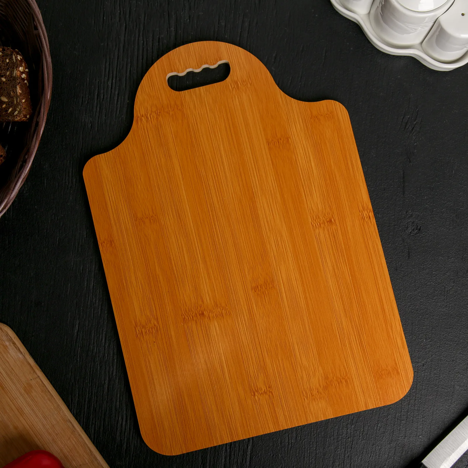 Planche à découper ergonomique en bois de qualité supérieure, 26 x 39,5 cm