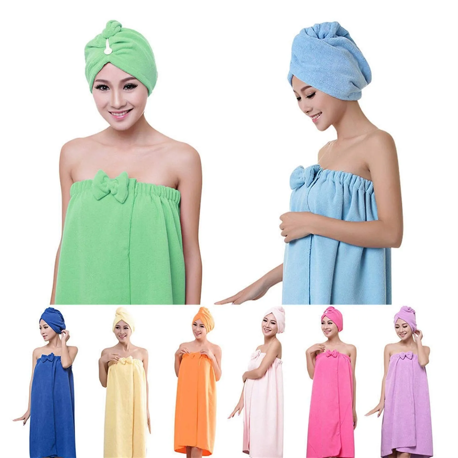 Séchage Rapide Confort Absolu Serviettes et Bonnets de Bain Haut de Gamme (colleur aléatoire)
