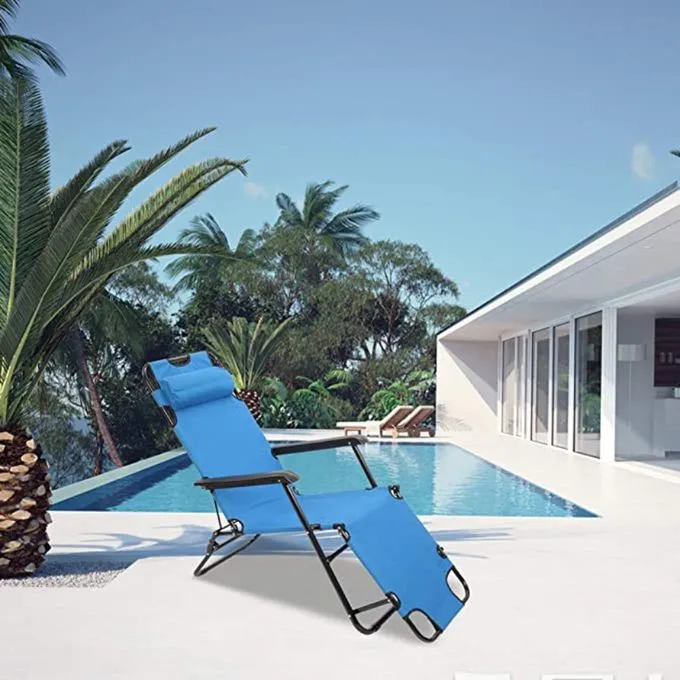 Détente ultime Chaise longue inclinable et pliante avec appui tête réglable