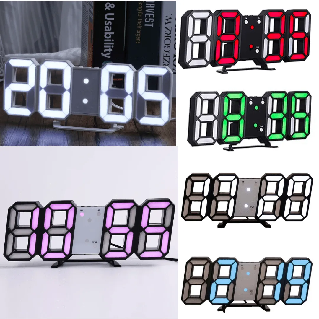 L'Élégance à Chaque Seconde Mini Horloge Murale Numérique LED 3D (colleur aléatoire)