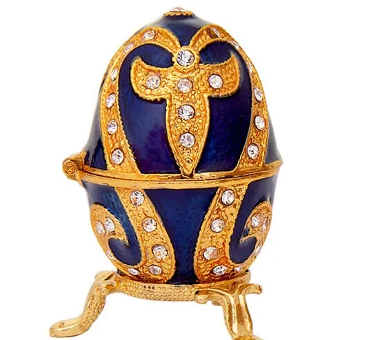 Élégante Boîte à Bijoux en Métal Peinte à la Main Oeuf de Luxe de 6.5 x 9.5 cm