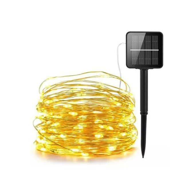 lluminez vos nuits Guirlandes solaires LED jaune avec 8 modes éclatants