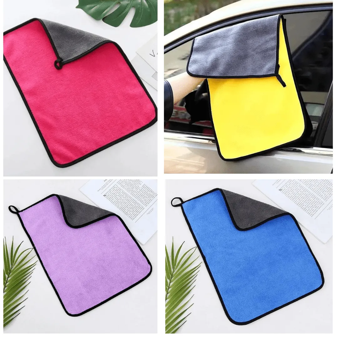 Luxe et Efficacité La Serviette de Lavage Auto et Maison Double Face 50x70cm (colleur aléatoire)