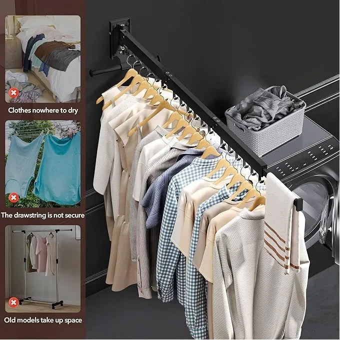 Optimisez l'espace avec notre Cintre Mural Noir Séchoir à Linge Élégant et Fonctionnel