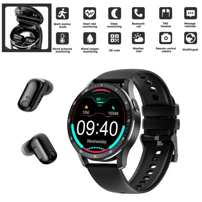 Style et fonctionnalité fusionnés Découvrez la Montre Intelligente 2 en 1 avec Écouteurs Bluetooth TWS et Tracker de Fitness