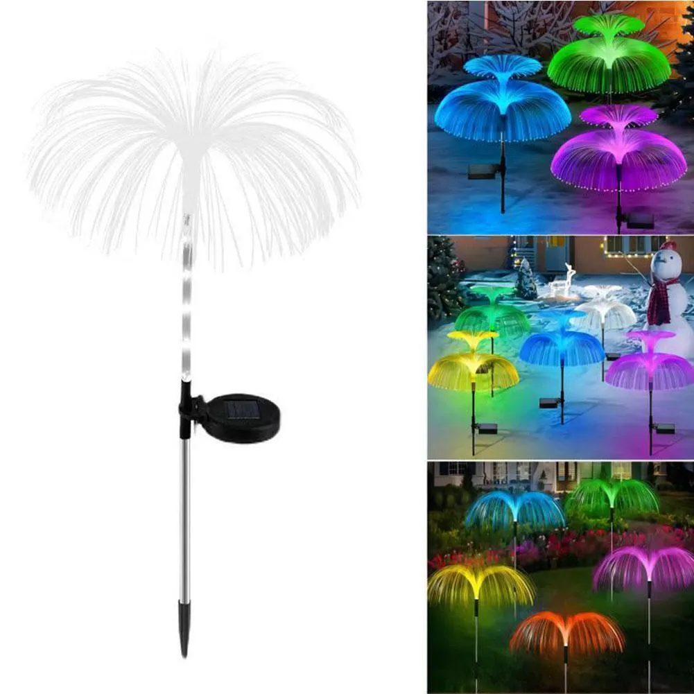 Lampe Solaire Méduse en Fibre Optique Colorée