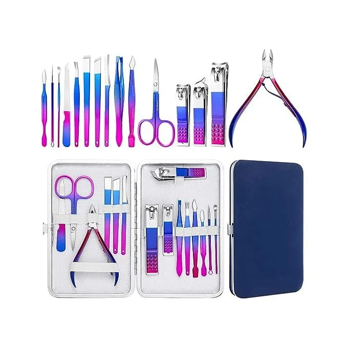 L'Essentiel de la Beauté Trousse Manucure Pedicure en Acier Inoxydable 15 Pièces