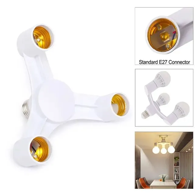 Ensemble de 1 Adaptateurs E27 3x1 avec Support Triple pour Ampoules