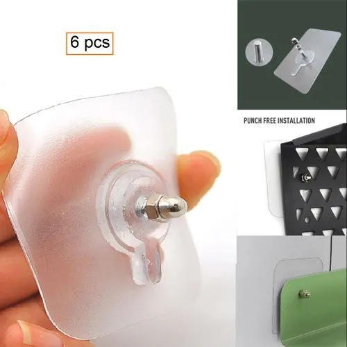 Ensemble de 6 Crochets Muraux Transparent
