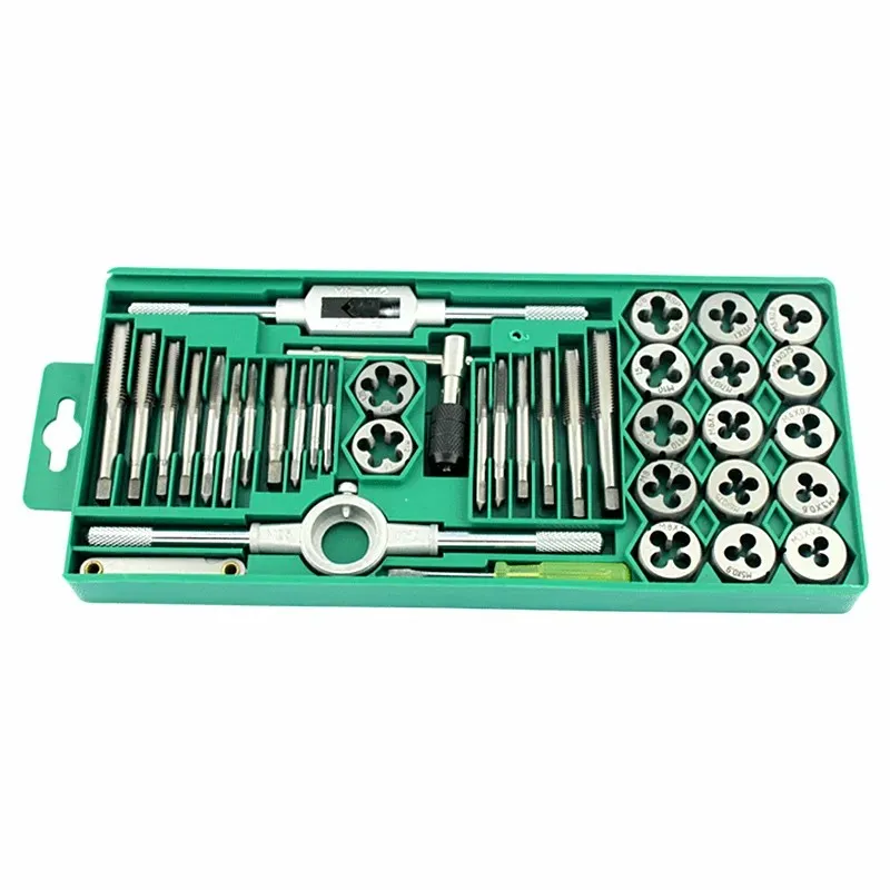Ensemble Complet pour Filetage Jeu de Tarauds et Filières 40 Pièces