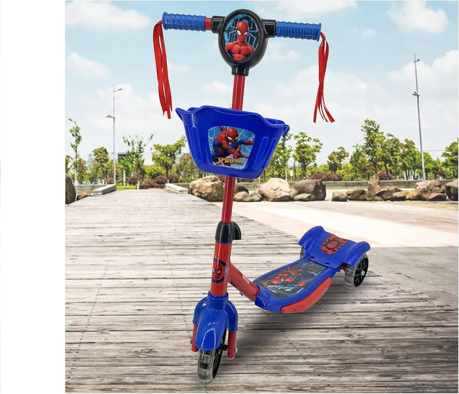 L'aventure commence Trottinette Spiderman à 3 roues pour les jeunes héros en herbe