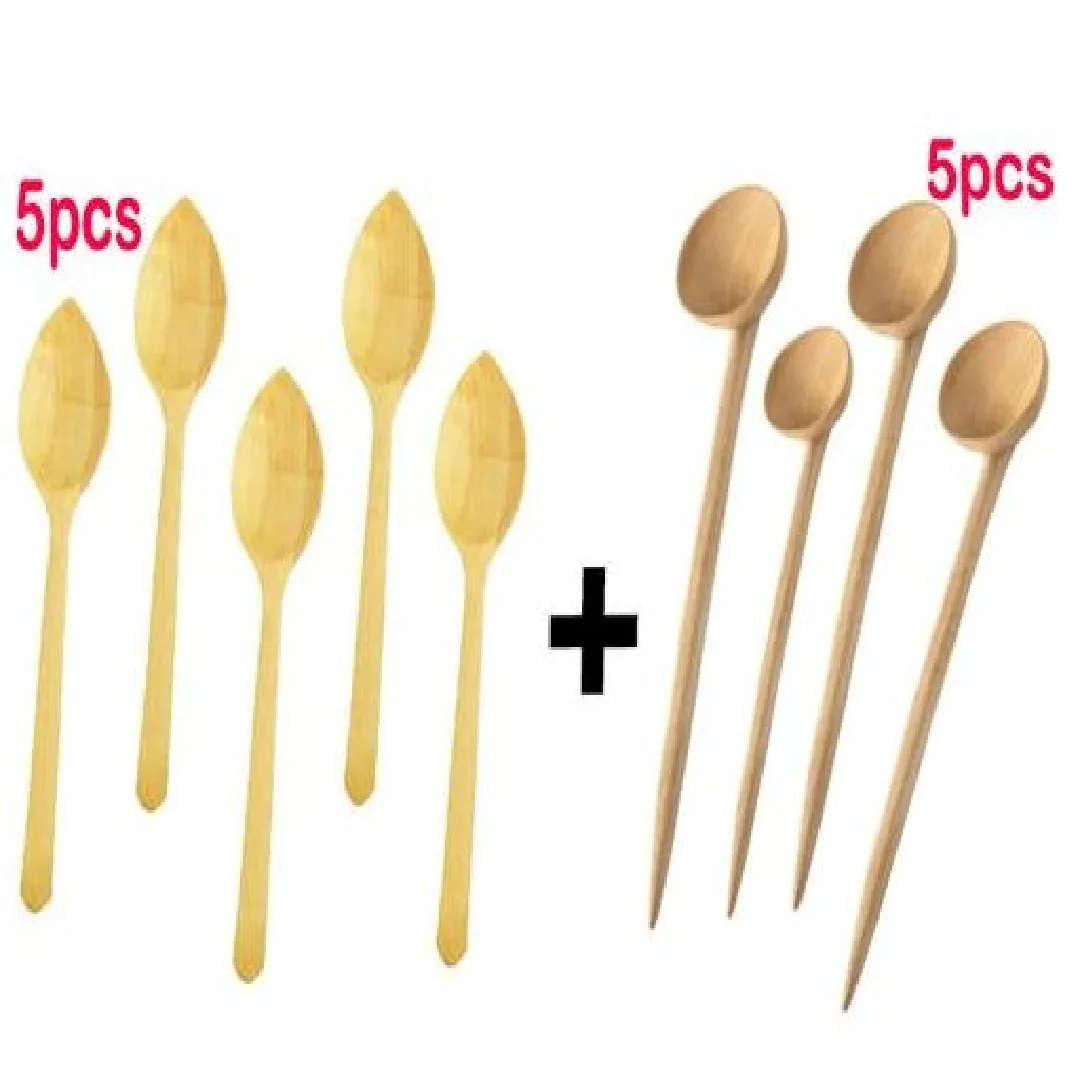 Set de 5 Cuillères de soupe avec 5 Cuillères en Bois d orange Set