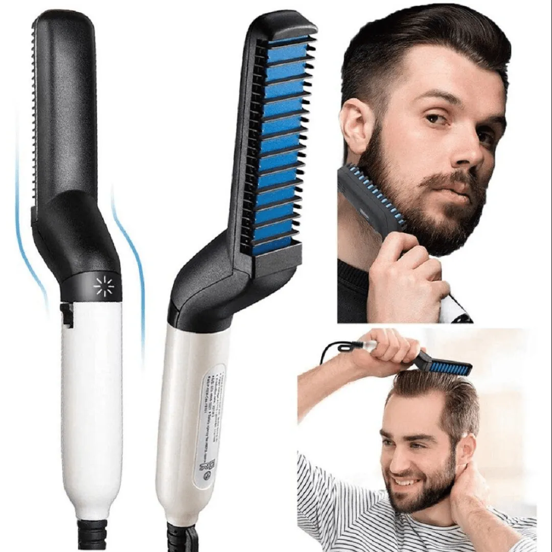 Peigne Électrique Lisseur à Barbe et Cheveux pour Hommes