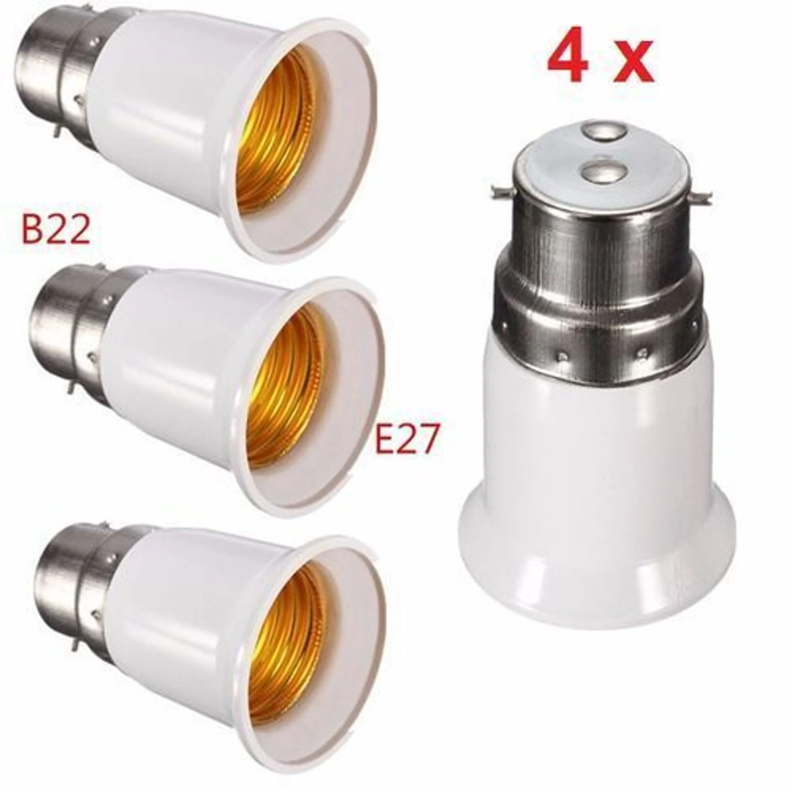 Pack de 4 Adaptateurs B22 à E27 pour Ampoules LED