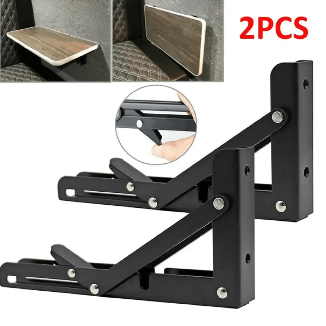 2 pièces Support Mural pliant, Étagère de Table pliante Noir