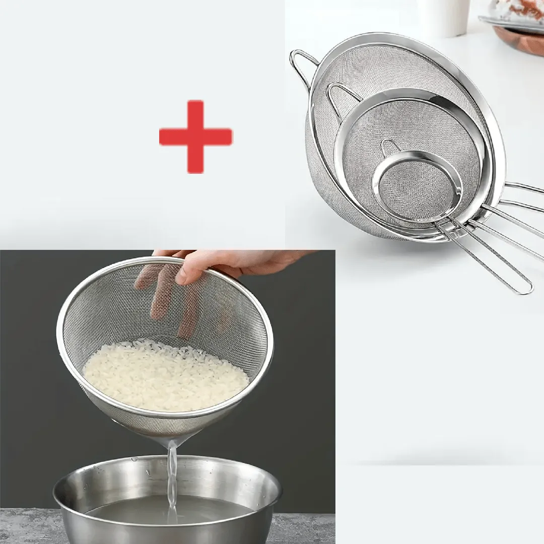 Panier passoire de cuisine en acier inoxydable + 3 passoire