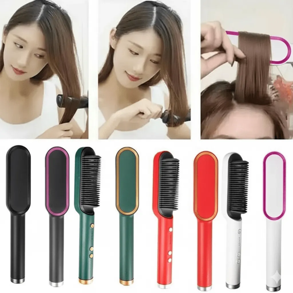 Lisseur électrique professionnel multi-vitesses brosse à friser, peigne à lisser (colleur aléatoire)