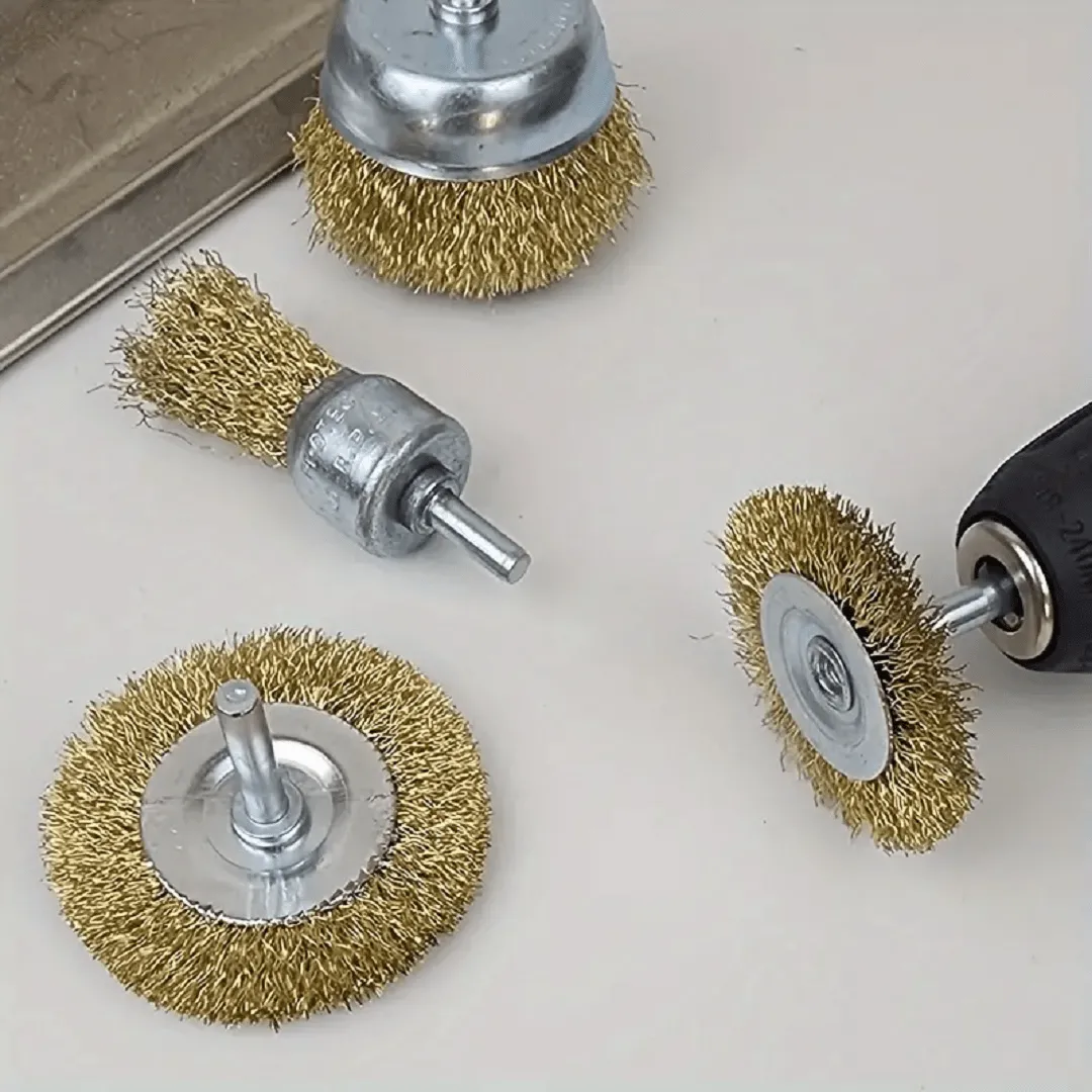 5 Brosses métalliques Ronde - circulaire avec arbre