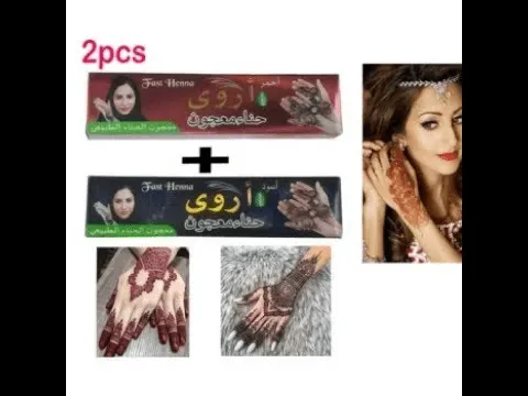 Ensemble de 2 Tubes Indiens pour Tatouage au Henné Noir et Rouge