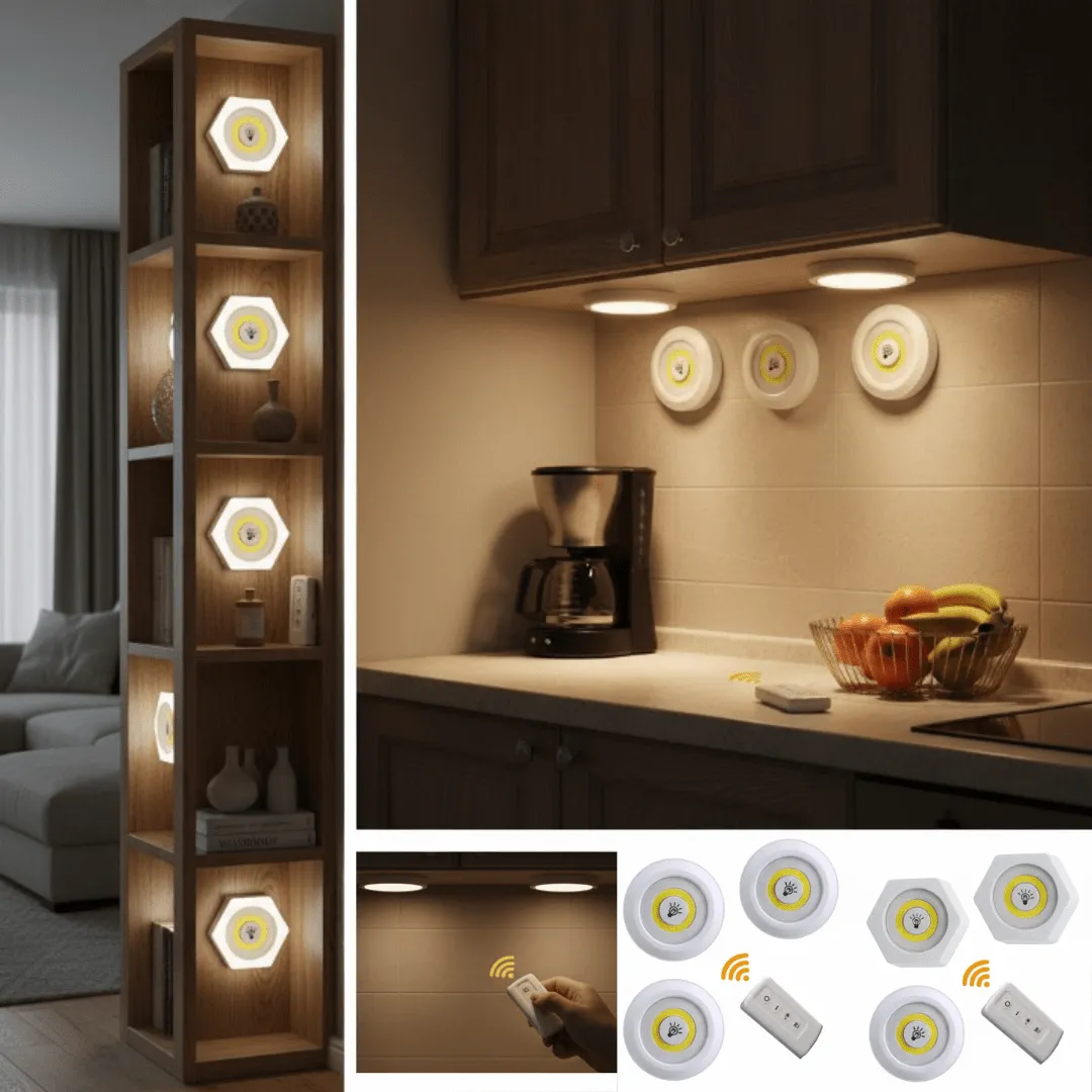 Éclairage LED sous-meuble à piles , lumineuses  sans fil avec télécommande (désigne aléatoire)