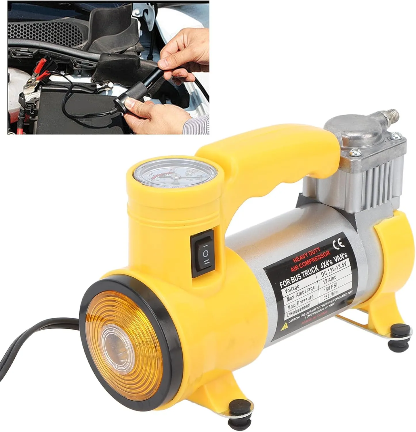 Gonflez et Roulez Compresseur d'Air Métallique 12V pour Pneus de Voiture