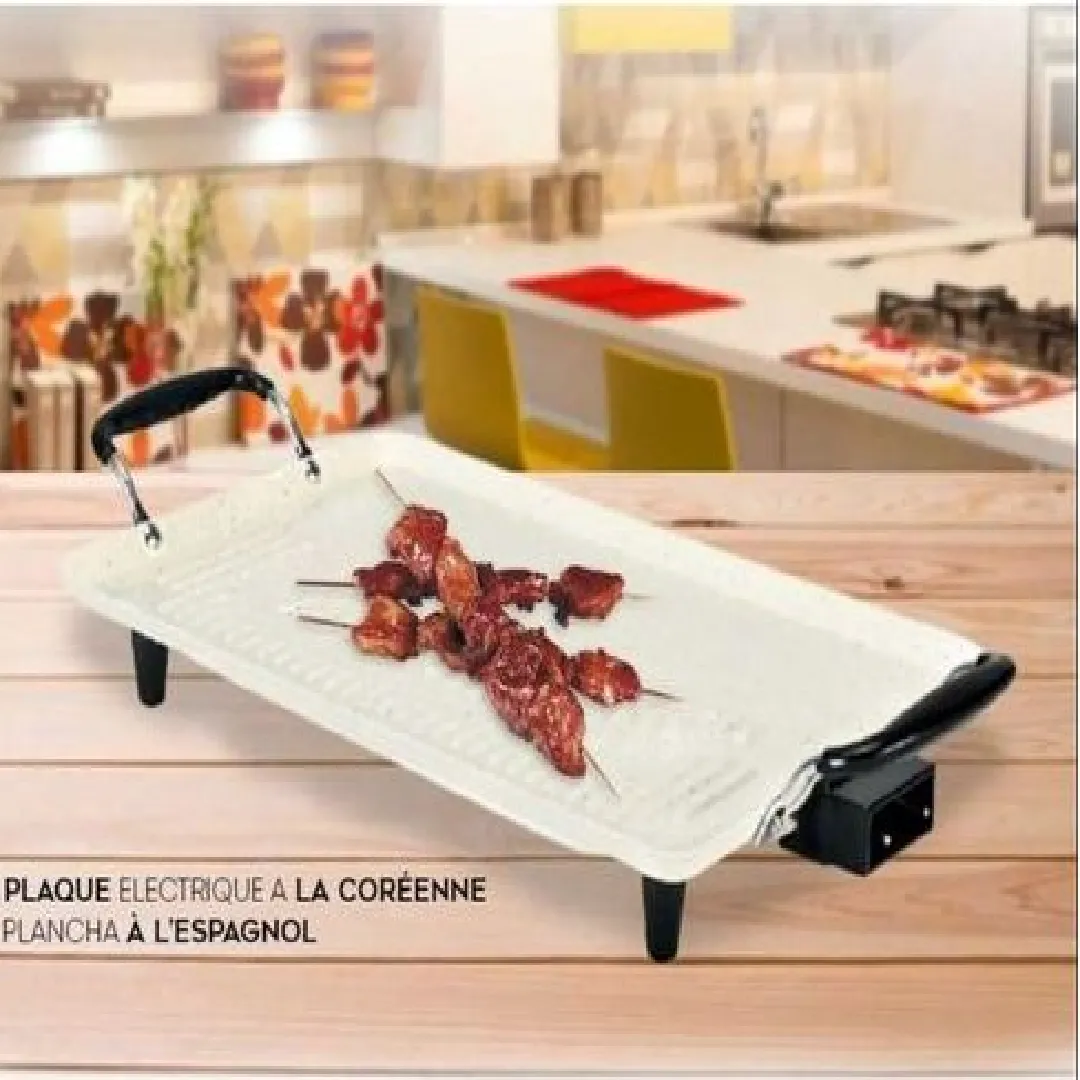 Plancha grille électrique pour barbecue anti adhésive 1500w