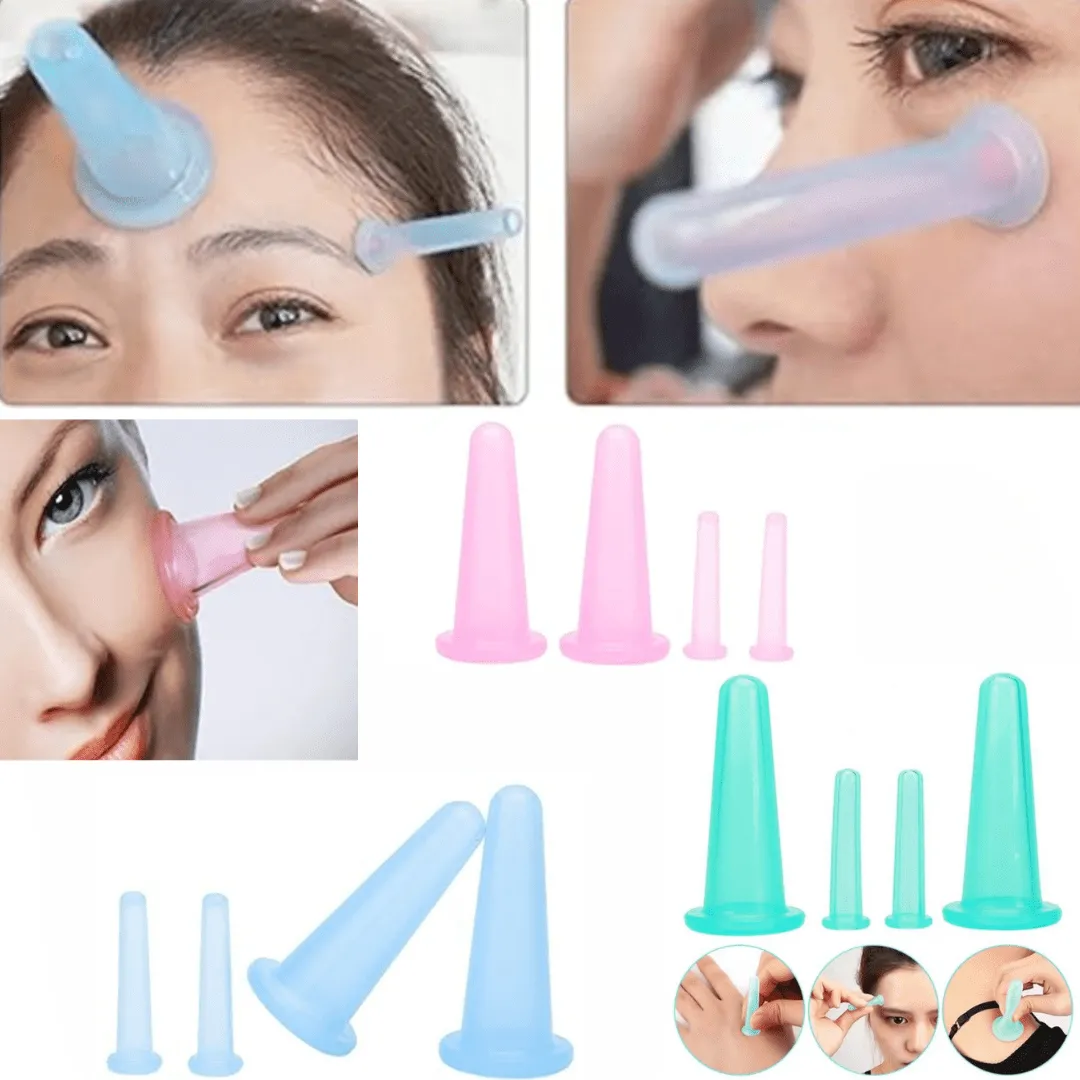 Ensemble de 5 Ventouses en Silicone pour un Massage Complet du Visage et du Corps (colleur aléatoire)