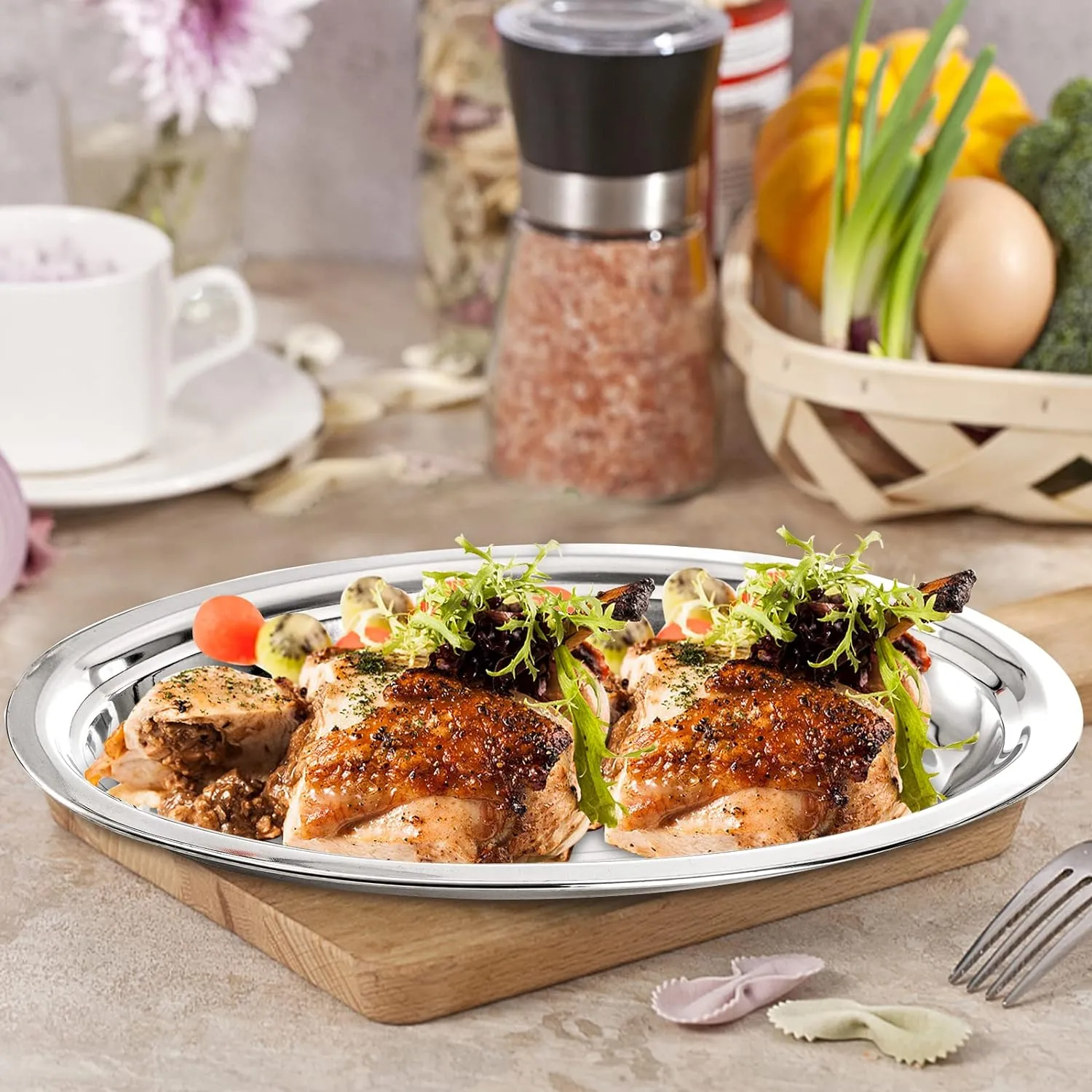 Élégance sur la table  Plateaux de Service à Steak en Acier Inoxydable