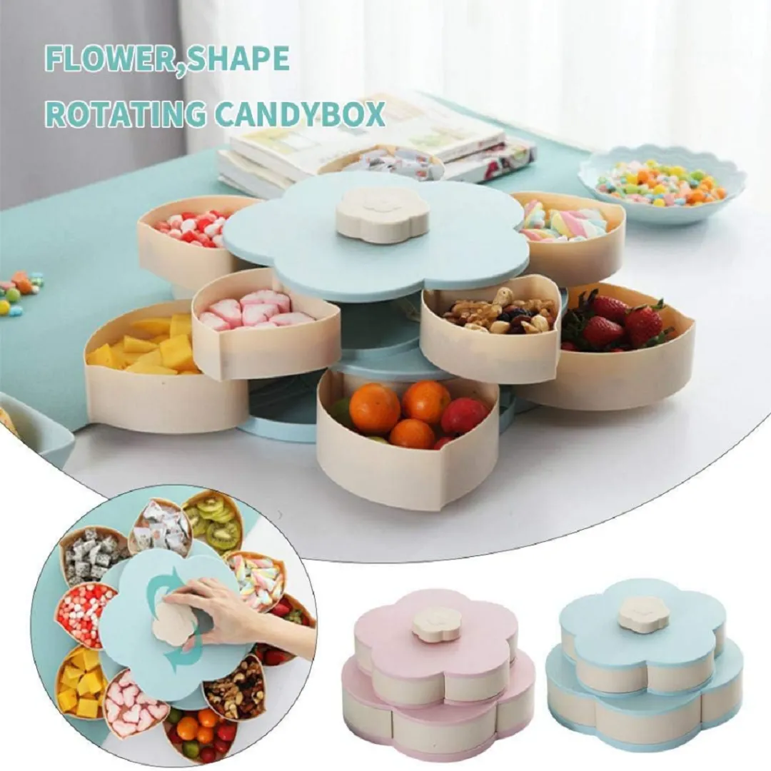 Boîte à bonbons aux fruits secs à double couche rotatifs (colleur aléatoire)