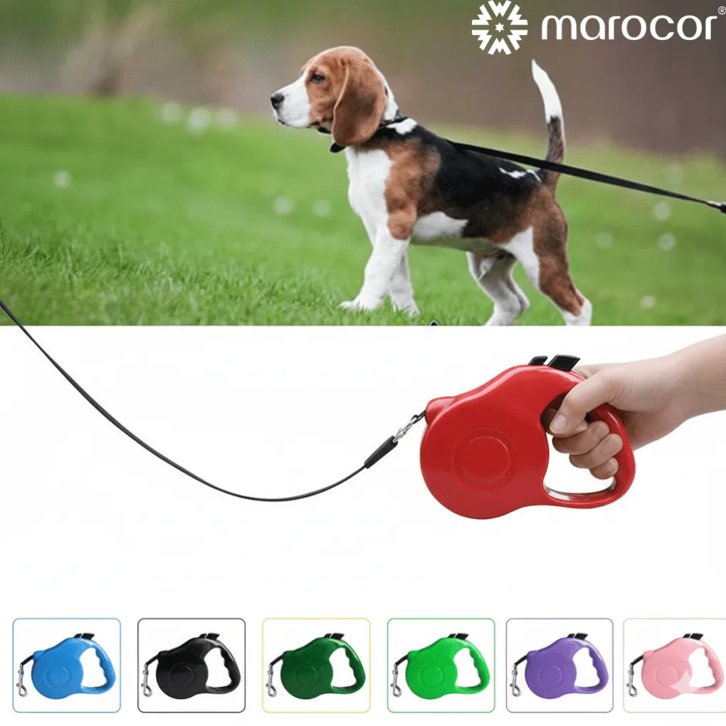 Laisse rétractable cordon de 5m pour animaux de compagnie en Nylon