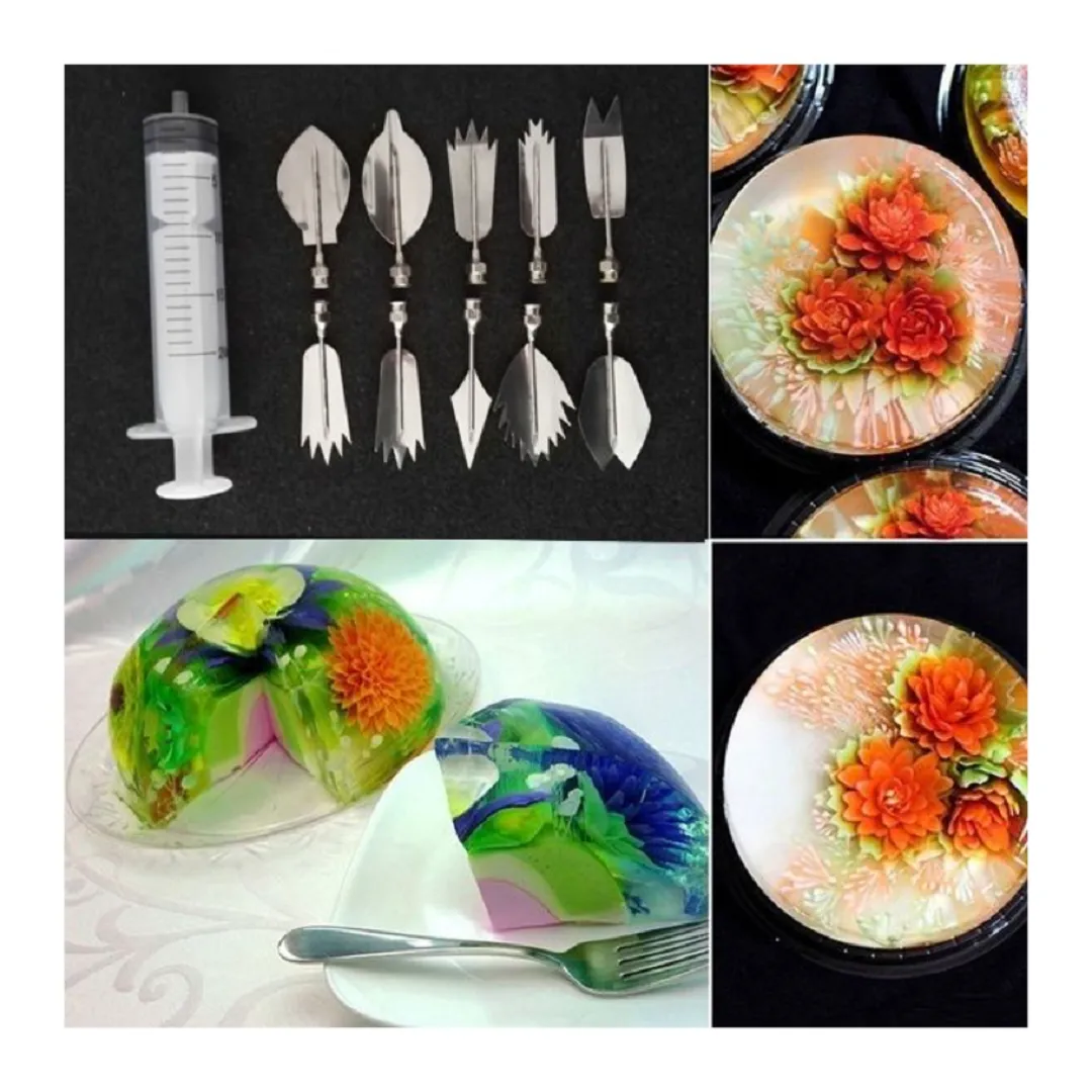 aiguilles 3D en forme de fleur pour gelée avec seringue