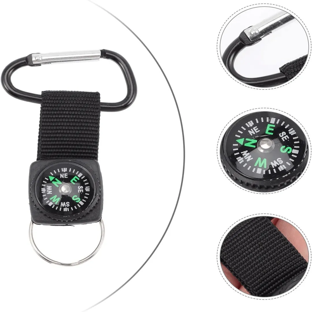 Mousqueton militaire simple avec boussole et anneau pour porte clé